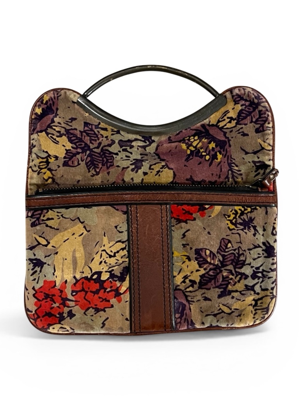 Fossil Vintage Re-Issue RARE Floral Velvet Foldover Clutch